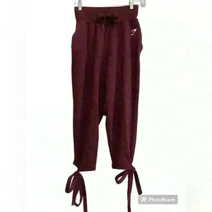 Gymshark Burgundy Tie-Cuff‎ Joggers. Women's Size Small